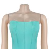 Women Sexy Strapless Backless Ribbon Dress