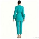 Women spring summer blazer and wide-leg Pant two-piece set