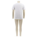 Women Casual Round Neck Letter Printed Short-Sleeve Top