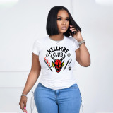 Women Casual Round Neck Letter Printed Short-Sleeve Top