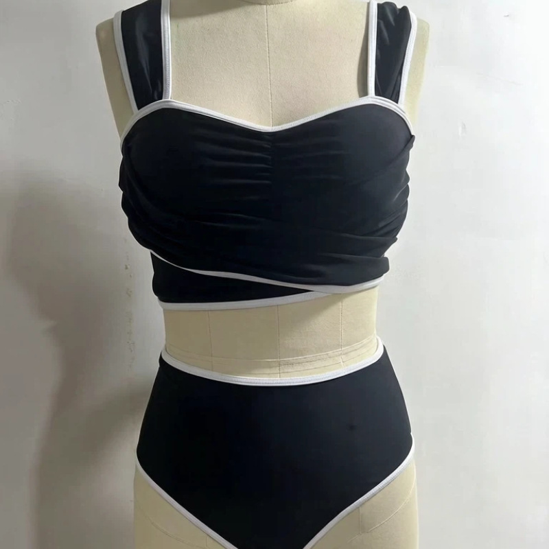 Black & White Striped Ruffled Bow Tie Two-Piece Bikini