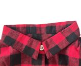 Women Autumn/Winter Metallic Button Plaid Print Dress