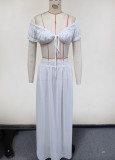 Women Sexy See-Through Beach Dress Bikini Cover-Up Swimwear Two-Piece Set