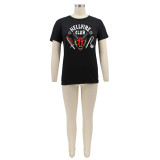 Women Casual Round Neck Letter Printed Short-Sleeve Top