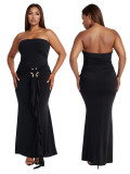 Women Sexy Strapless Evening Maxi Dress
