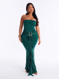 Women Sexy Strapless Evening Maxi Dress