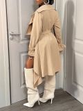 Women Irregular Short Tie-Down Collar Casual Jacket