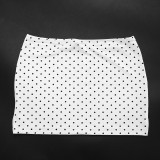 Women Polka Dot Print Halter Neck Tank Top Slit Skirt Two-Piece Set
