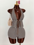 Women Sexy Striped Swimwear Two-Piece Set