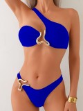 Women Sexy Slash Shoulder Two-Piece Bikini Swimwear