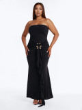 Women Sexy Strapless Evening Maxi Dress