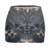 Women Leopard Print Slash Shoulder Sleeveless Top and Skirt Two-Piece Set