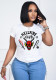 Women Casual Round Neck Letter Printed Short-Sleeve Top