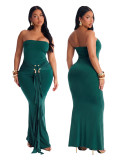 Women Sexy Strapless Evening Maxi Dress
