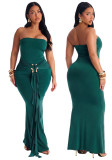 Women Sexy Strapless Evening Maxi Dress