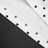 Women Polka Dot Print Halter Neck Tank Top Slit Skirt Two-Piece Set