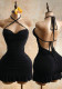 Women Strap Dress Pleated Backless Ruffle Edge Bodycon Dress