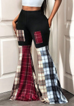 Women Spring/Summer Casual Patchwork Bell Bottom Trousers Women Spring/Summer Casual Patchwork Bell Bottom Trousers