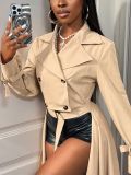 Women Irregular Short Tie-Down Collar Casual Jacket