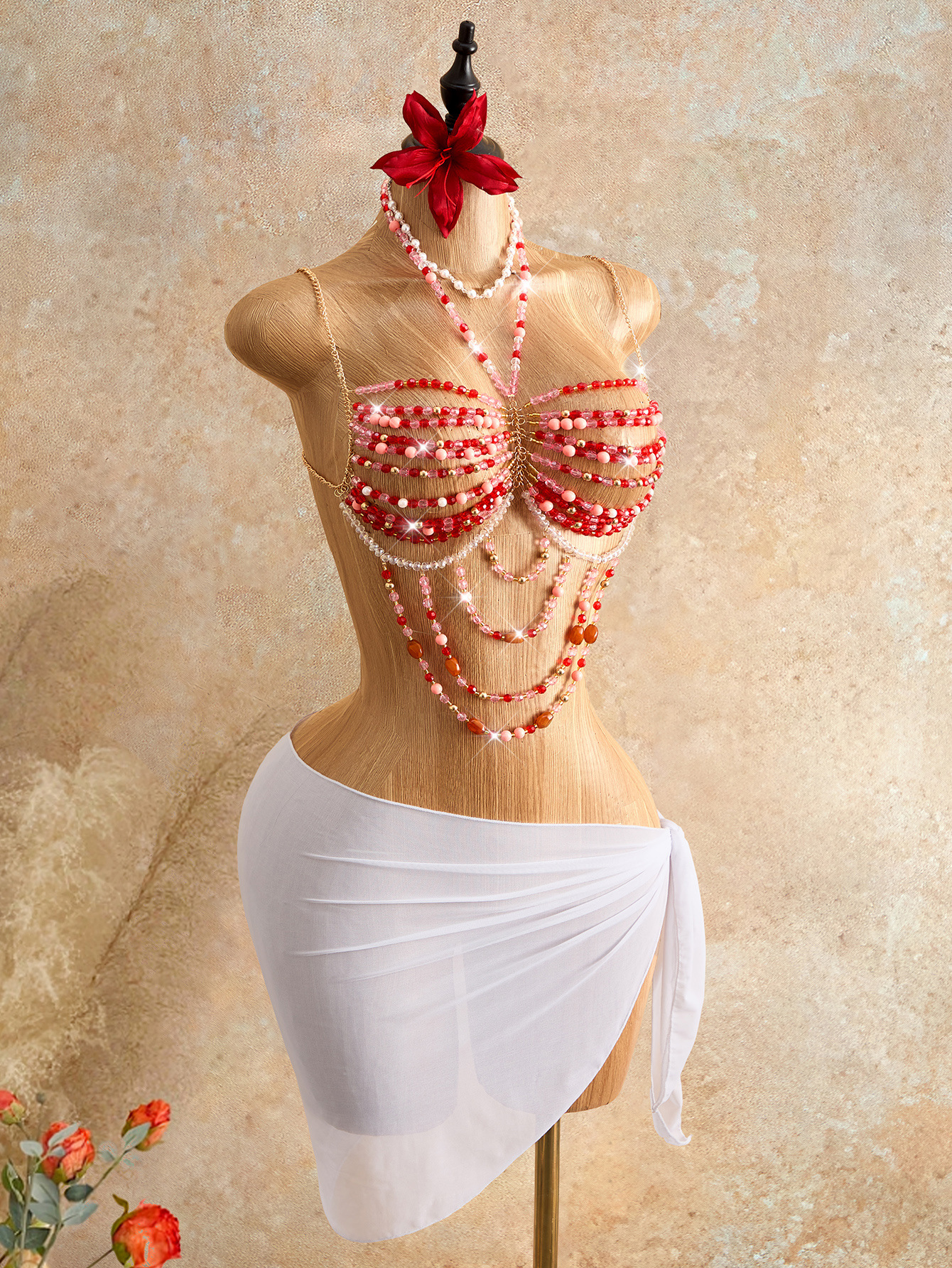 Beaded Crop Top Vest for Holiday Wear