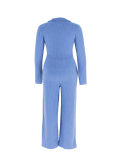 Women Casual Career Textured Bell Bottom Slim Waist Wide-Leg Pants Two-Piece Set