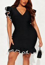 Women Elegant Slim Fit Ruffle Dress Women Elegant Slim Fit Ruffle Dress