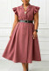 Summer Women Elegant Turn-Down Collar Double-Breasted Short Sleeve Plus Size Africa Dress