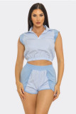 Women Striped Two-Piece Shorts Set