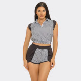 Women Striped Two-Piece Shorts Set