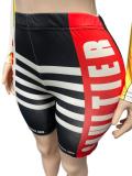 Women Sexy Letter Colorblock Long Sleeve Shorts Set