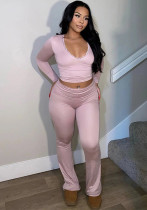 Women Sexy Lace Deep V-Neck Long Sleeve Pants Two-Piece Set Women Sexy Lace Deep V-Neck Long Sleeve Pants Two-Piece Set
