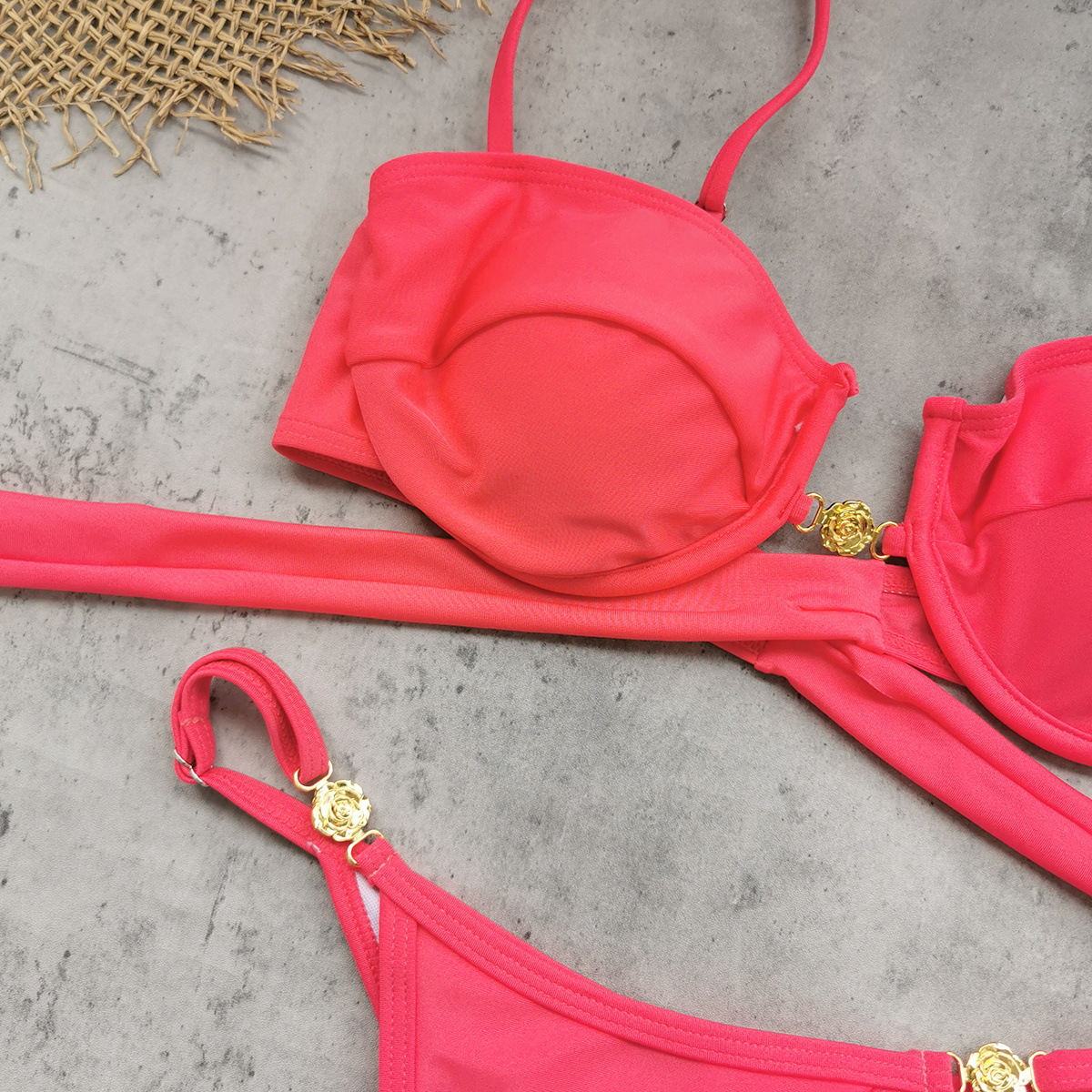 Solid Low Waist Two-Piece Bikini Swimsuit