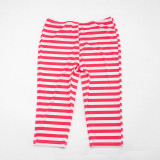 Summer Women Striped Print Bra Short Sleeve Top Three-Piece Set