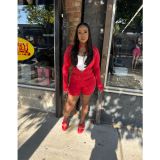 Women Sexy Casual Long Sleeve Sport Shorts Set