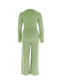 Women Casual Career Textured Bell Bottom Slim Waist Wide-Leg Pants Two-Piece Set