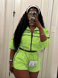 Women Windproof Patchwork Jacket Shorts Two-Piece Set