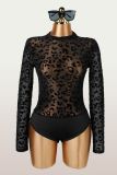 Women Leopard Print Mesh Sexy Jumpsuit