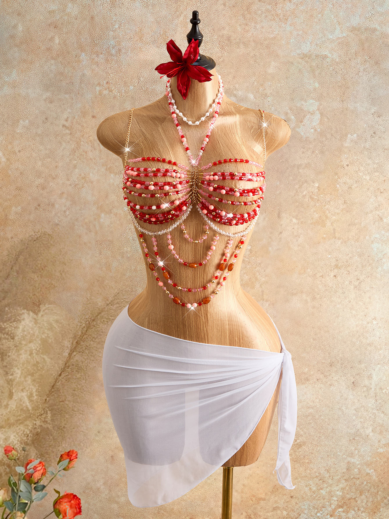 Beaded Crop Top Vest for Holiday Wear