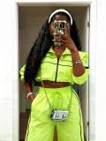 Women Sport Casual Jacket Wide-Leg Pants Set