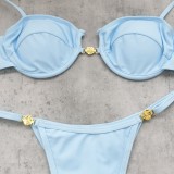 Women Solid Low Waist Bikini Two-Piece Swimwear