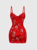 Women Sexy Lace Strap Slim Waist Print Low Back Bodycon Dress