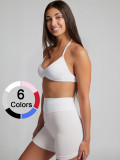 Women Seamless Yoga Halter Neck Low Back High Stretch Butt Lift Leggings Two-Piece Set
