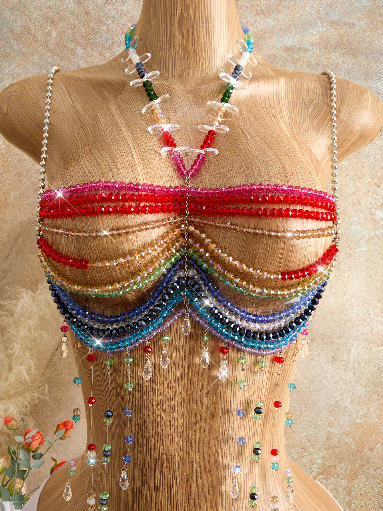Beaded Crop Top Vest for Holiday Parties