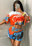 Women Casual Patchwork Top Tight Fit Bodycon Skirt Two-Piece Set