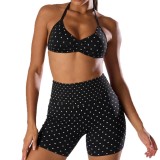 Women Seamless Yoga Halter Neck Low Back High Stretch Butt Lift Leggings Two-Piece Set
