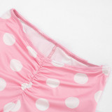 Women Strap Tank Tight Fit Polka Dot Headband Three-Piece Set