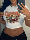 Women Street Tiger Print Cropped T-Shirt