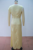 Women Summer Lace Patchwork Slit Maxi Dress