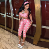 Women Strap Tank Tight Fit Polka Dot Headband Three-Piece Set