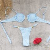 Women Solid Low Waist Bikini Two-Piece Swimwear